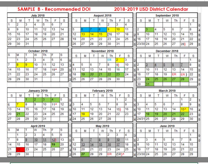 2018-2019 LIST District Calendar