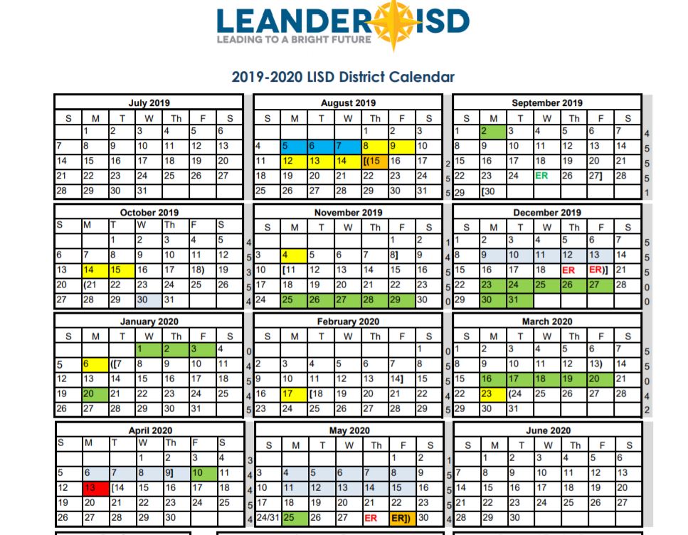 2019-2020 School calendar