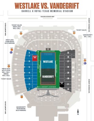 Darrell K Royal Stadium Map Vandegrift vs. Westlake Football