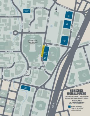 Parking Map Vandegrift vs. Westlake Football Playoffs